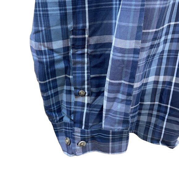 Eddie Bauer Mens Blue & Navy Plaid Long Sleeve Button-Up Shirt Size 3XL - New - Picture 4 of 11